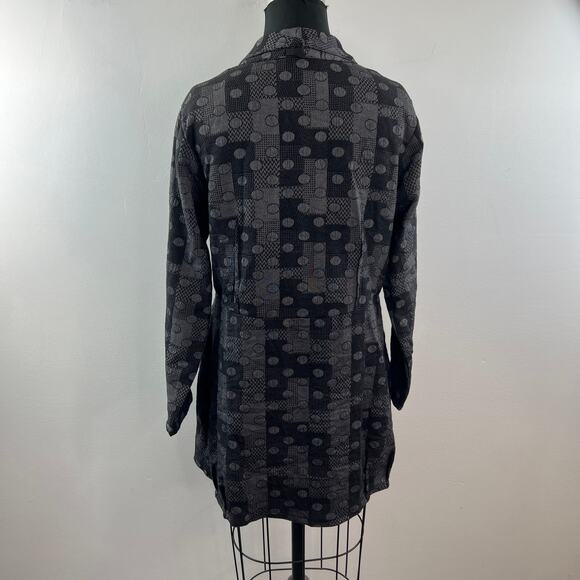 Cut-Loose Gray Black Blazer Jacket Cotton Polka Dot Plaid Notch Lapel Medium M - Picture 9 of 12